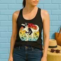 Pirate Dinosaur Retro Sunset Pi Day Womens Tank Top