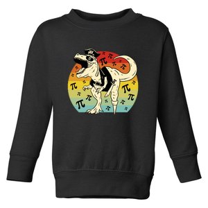 Pirate Dinosaur Retro Sunset Pi Day Toddler Sweatshirt