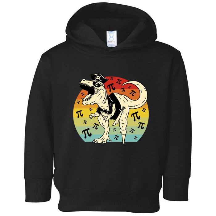 Pirate Dinosaur Retro Sunset Pi Day Toddler Hoodie