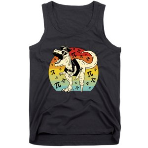 Pirate Dinosaur Retro Sunset Pi Day Tank Top