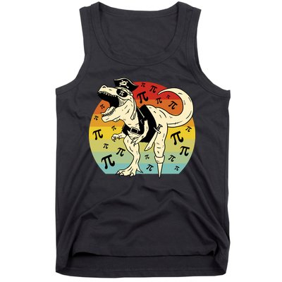 Pirate Dinosaur Retro Sunset Pi Day Tank Top