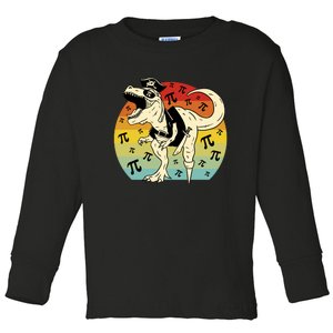 Pirate Dinosaur Retro Sunset Pi Day Toddler Long Sleeve Shirt