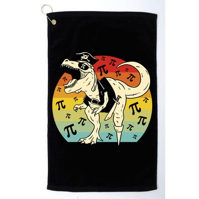 Pirate Dinosaur Retro Sunset Pi Day Golf Towel