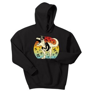 Pirate Dinosaur Retro Sunset Pi Day Kids Hoodie