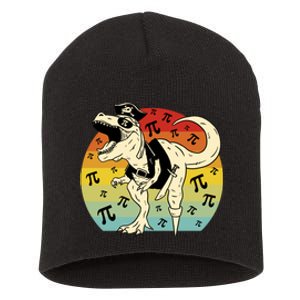 Pirate Dinosaur Retro Sunset Pi Day Short Acrylic Beanie