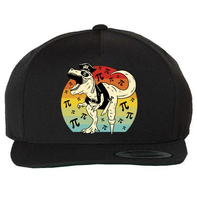 Pirate Dinosaur Retro Sunset Pi Day Wool Snapback Cap