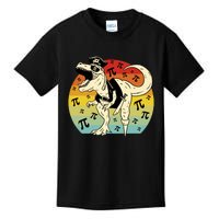 Pirate Dinosaur Retro Sunset Pi Day Kids T-Shirt