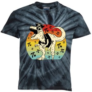 Pirate Dinosaur Retro Sunset Pi Day Kids Tie-Dye T-Shirt