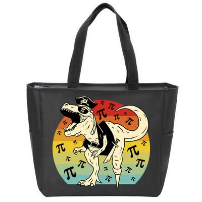 Pirate Dinosaur Retro Sunset Pi Day Zip Tote Bag