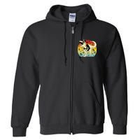 Pirate Dinosaur Retro Sunset Pi Day Full Zip Hoodie