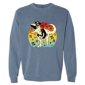 Pirate Dinosaur Retro Sunset Pi Day Garment-Dyed Sweatshirt