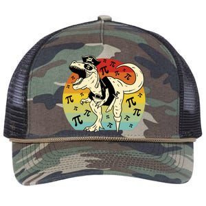 Pirate Dinosaur Retro Sunset Pi Day Retro Rope Trucker Hat Cap