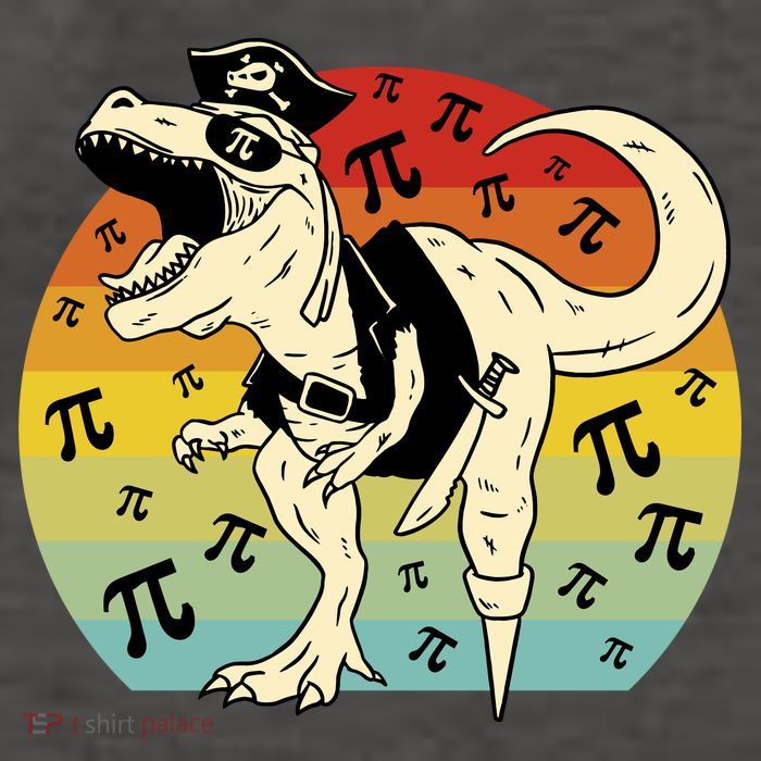 Pirate Dinosaur Retro Sunset Pi Day Vector Backpack