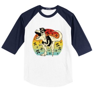 Pirate Dinosaur Retro Sunset Pi Day Baseball Sleeve Shirt