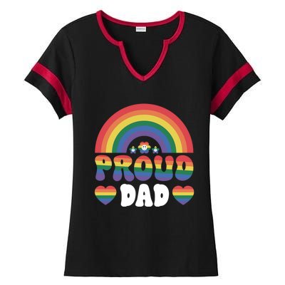 Proud Dad Rainbow Equality Pride Month Lgbt Funny Gift Ladies Halftime Notch Neck Tee