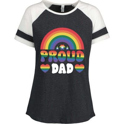 Proud Dad Rainbow Equality Pride Month Lgbt Funny Gift Enza Ladies Jersey Colorblock Tee