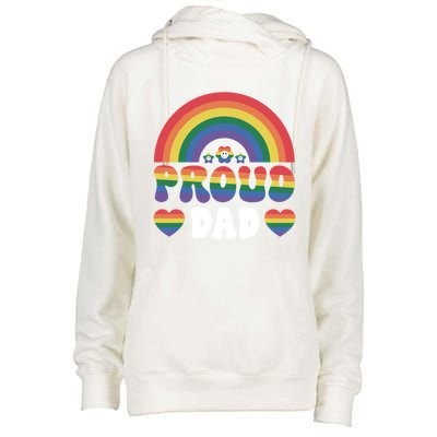 Proud Dad Rainbow Equality Pride Month Lgbt Funny Gift Womens Funnel Neck Pullover Hood