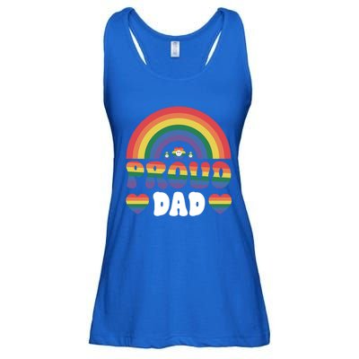 Proud Dad Rainbow Equality Pride Month Lgbt Funny Gift Ladies Essential Flowy Tank