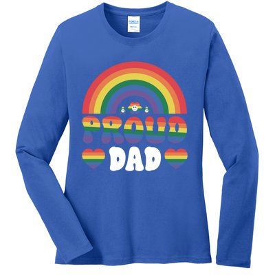 Proud Dad Rainbow Equality Pride Month Lgbt Funny Gift Ladies Long Sleeve Shirt