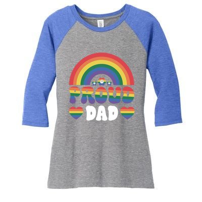 Proud Dad Rainbow Equality Pride Month Lgbt Funny Gift Women's Tri-Blend 3/4-Sleeve Raglan Shirt