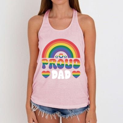 Proud Dad Rainbow Equality Pride Month Lgbt Funny Gift Women's Knotted Racerback Tank