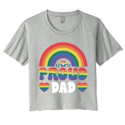 Proud Dad Rainbow Equality Pride Month Lgbt Funny Gift Women's Crop Top Tee