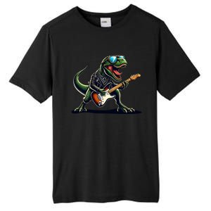 Punk Dinosaur RockN Roll Goth Dino Funny Guitar Band Great Gift Tall Fusion ChromaSoft Performance T-Shirt