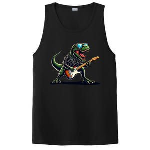 Punk Dinosaur RockN Roll Goth Dino Funny Guitar Band Great Gift PosiCharge Competitor Tank