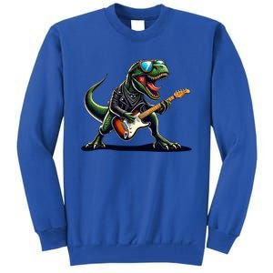 Punk Dinosaur RockN Roll Goth Dino Funny Guitar Band Great Gift Tall Sweatshirt