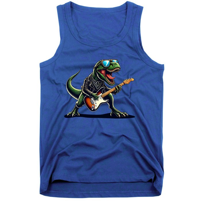 Punk Dinosaur RockN Roll Goth Dino Funny Guitar Band Great Gift Tank Top