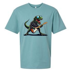 Punk Dinosaur RockN Roll Goth Dino Funny Guitar Band Great Gift Sueded Cloud Jersey T-Shirt