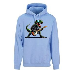 Punk Dinosaur RockN Roll Goth Dino Funny Guitar Band Great Gift Unisex Surf Hoodie