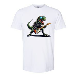 Punk Dinosaur RockN Roll Goth Dino Funny Guitar Band Great Gift Softstyle CVC T-Shirt