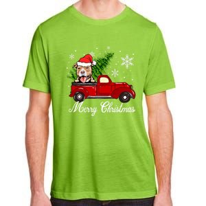 Pitbull Dog Riding Red Truck Christmas Decorations Pajama Gift Adult ChromaSoft Performance T-Shirt