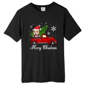 Pitbull Dog Riding Red Truck Christmas Decorations Pajama Gift Tall Fusion ChromaSoft Performance T-Shirt