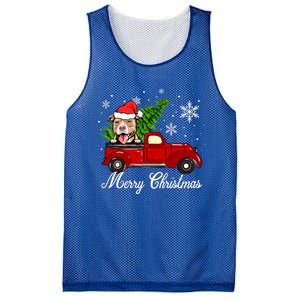 Pitbull Dog Riding Red Truck Christmas Decorations Pajama Gift Mesh Reversible Basketball Jersey Tank