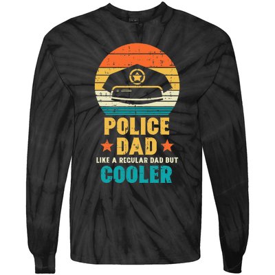 Police Dad Regular But Cooler Fathers Day Cop Officer Men Tie-Dye Long Sleeve Shirt