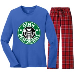 Pickleball Dink Responsibly Funny Players Great Gift Women's Long Sleeve Flannel Pajama Set 