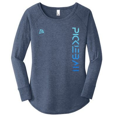 Pickleball Distressed Retro Gradient Design Gift Women's Perfect Tri Tunic Long Sleeve Shirt