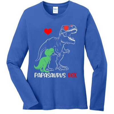 Papasaurus Daddy Rex Autism Awareness Proud Dad Gift Ladies Long Sleeve Shirt