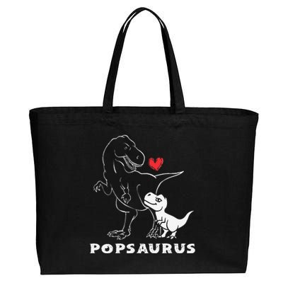 Popsaurus Dinosaur Retro Father's Day For Dad Grandpa Cotton Canvas Jumbo Tote