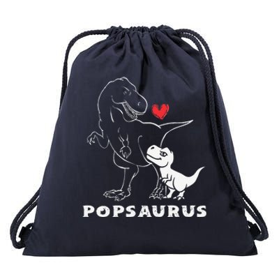 Popsaurus Dinosaur Retro Father's Day For Dad Grandpa Drawstring Bag