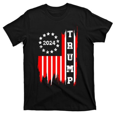 Patriotic Distressed Retro Vintage American Flag Trump 2024 T-Shirt