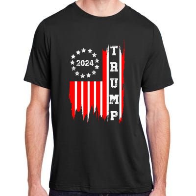 Patriotic Distressed Retro Vintage American Flag Trump 2024 Adult ChromaSoft Performance T-Shirt