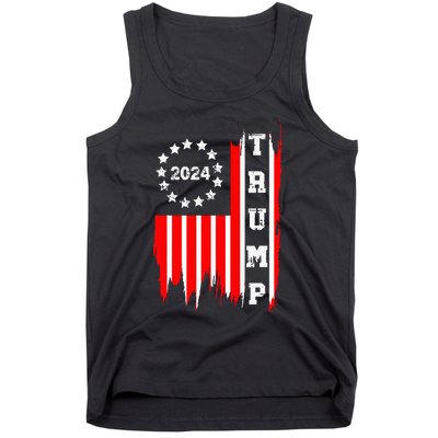 Patriotic Distressed Retro Vintage American Flag Trump 2024 Tank Top