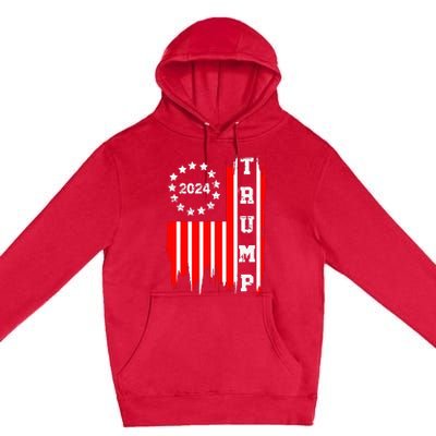 Patriotic Distressed Retro Vintage American Flag Trump 2024 Premium Pullover Hoodie