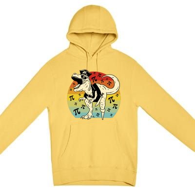 Pirate Dinosaur Retro Sunset Pi 3.14159 Premium Pullover Hoodie