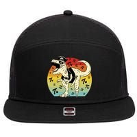 Pirate Dinosaur Retro Sunset Pi 3.14159 7 Panel Mesh Trucker Snapback Hat