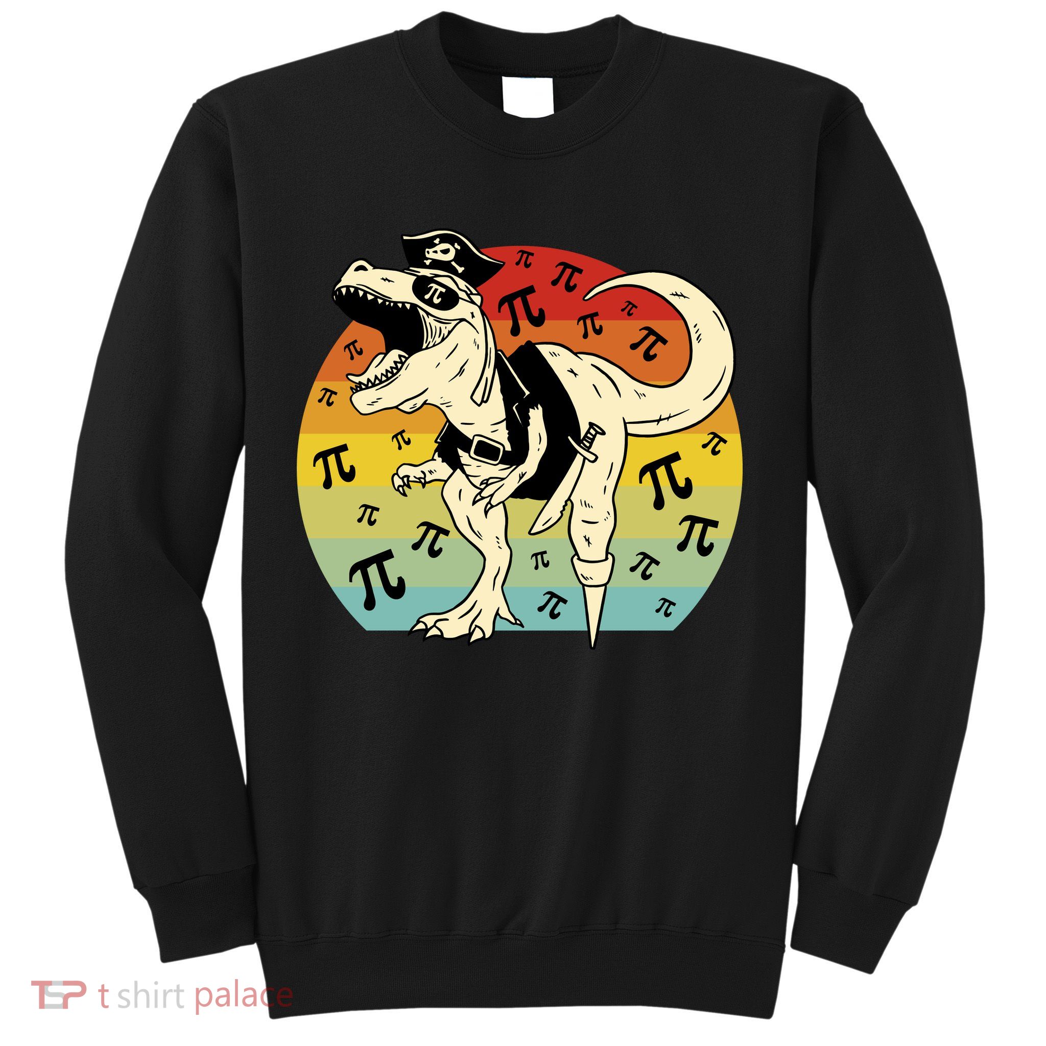 Pirate Dinosaur Retro Sunset Pi 3.14159 Sweatshirt