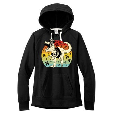 Pirate Dinosaur Retro Sunset Pi 3.14159 Women's Fleece Hoodie